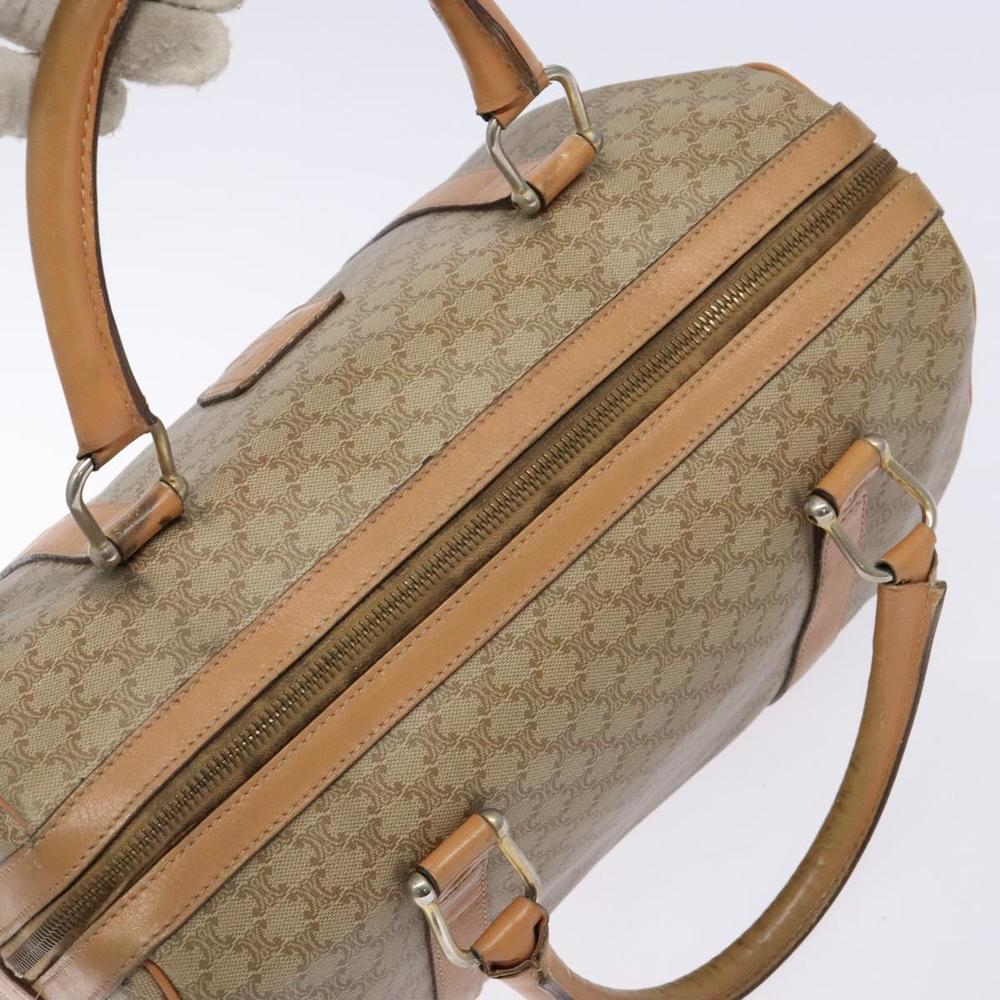 CELINE Macadam Canvas Boston Bag PVC Beige Gold Auth gh517 - Picture 6 of 16